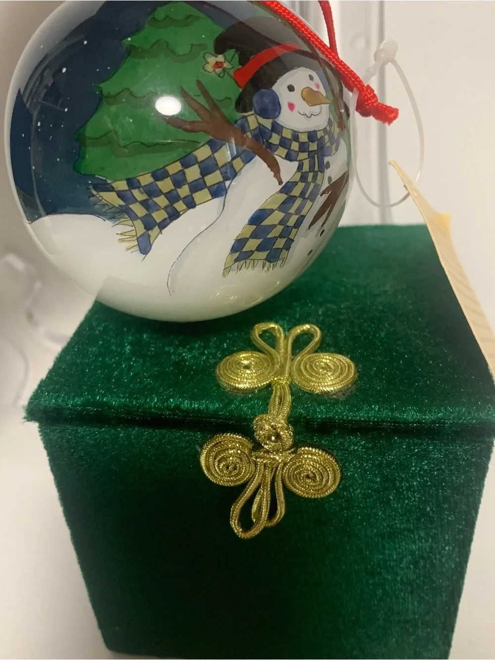 Li Bien Snowman Family Hand Painted Glass Ornament